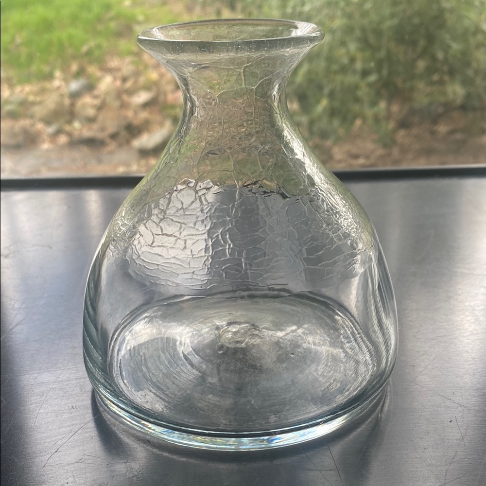 Vintage Small clear crackle glass vase/decanter